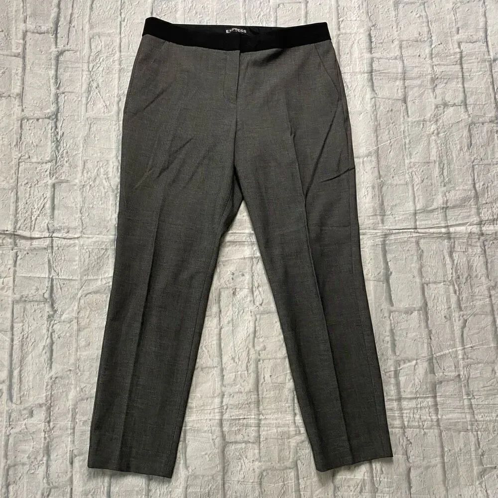 Express columnist women 10 mid rise ankle flat front dress pants grey & black